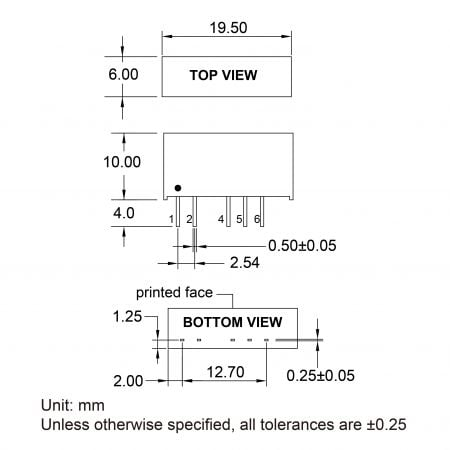 14DC Custom DC-DC converter design Markings and Dimensions
