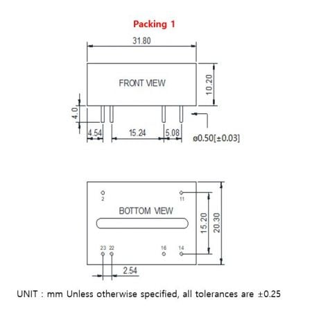68DC-RXXM 60601-1 dc-dc converter Markings and Dimensions