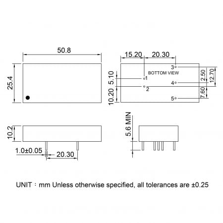 66D Switching regulator Markings and Dimensions