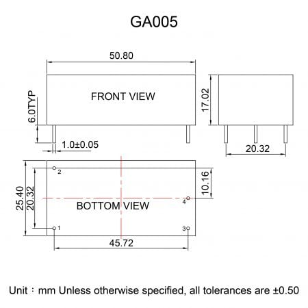 GA005 OEM/ODM AC-DC Converter Markings and Dimensions