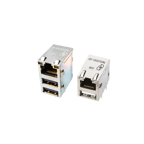 43F/44F Series 10/100 Base-T TAB Up USB Integrated RJ45 Jack With Magnetics