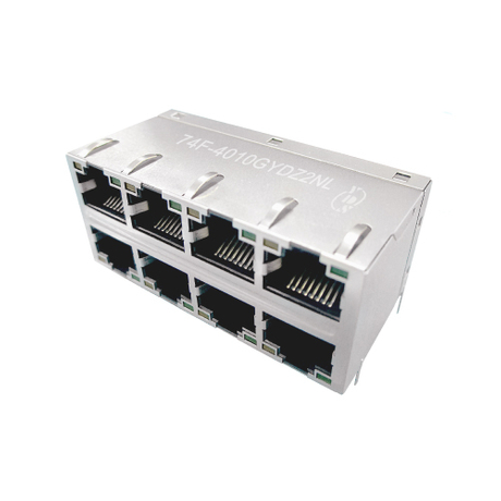 74F Series 2x4 Port 10/100/1000 Base-T TAB Up & Down RJ45 Jack With Magnetics