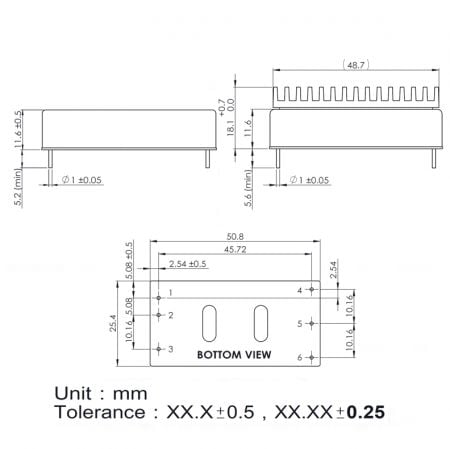 YNB50 Cost-effective Power Module Markings and Dimensions