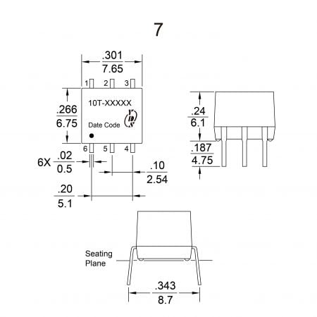 10T Pulse Transformer Mechanicals and Dimensions