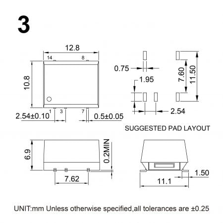 13DSC-2W DC-DC Power Module Markings and Dimensions