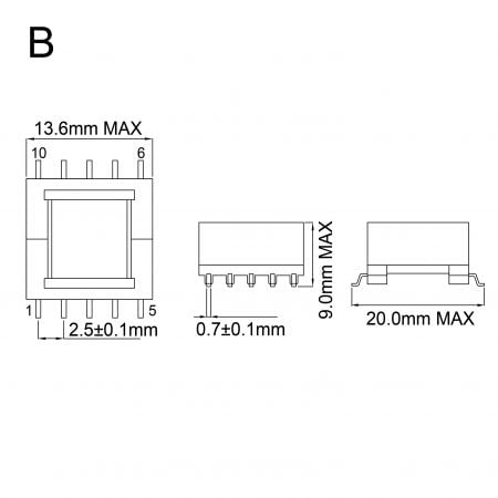 EPC thin transformer smd Mechanicals and Dimensions(B)