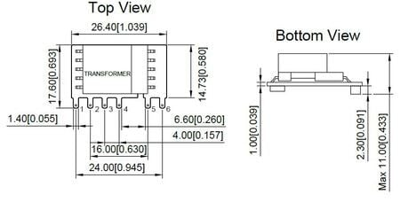 AC/DC Converter 5W GS5H1 IoT device AC-DC power supply Markings and Dimensions (GS5H1-SXX)