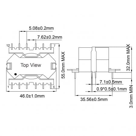 RM14 transformer manufacturer Taiwan Mechanicals and Dimensions