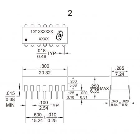 10T Pulse Transformer Mechanicals and Dimensions
