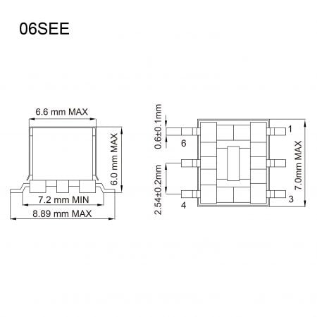 06SEE ee core transformer Mechanicals and Dimensions