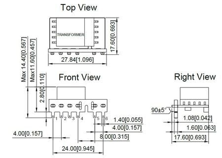 AC/DC Converter 5W GS5H1 IoT device AC-DC power supply Markings and Dimensions (GS5H1-SXXF)