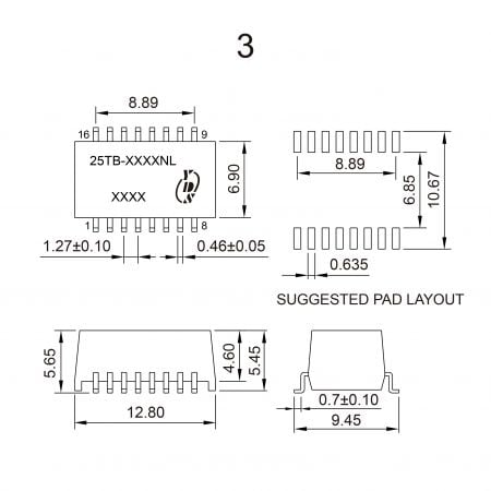25TB Custom Magnetic Components Mechanicals and Dimensions