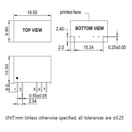 12D1C-NM IEC 60601-1 dc dc converter Markings and Dimensions