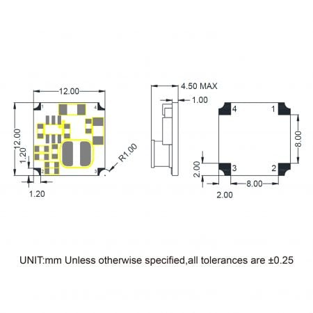 01DS-500 Industrial power supply DC-DC Markings and Dimensions
