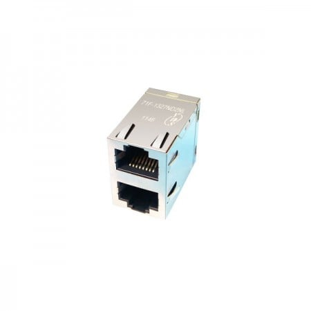 RJ45 Jack with Magnetics, 2x1 Ports, 10/100/1000 Base-T,1500Vrms Isolated,Through hole Package - 2x1 Port 10/100/1000 Base-T RJ45 Jack with Magnetics