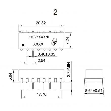 25T Custom Magnetic Components Mechanicals and Dimensions