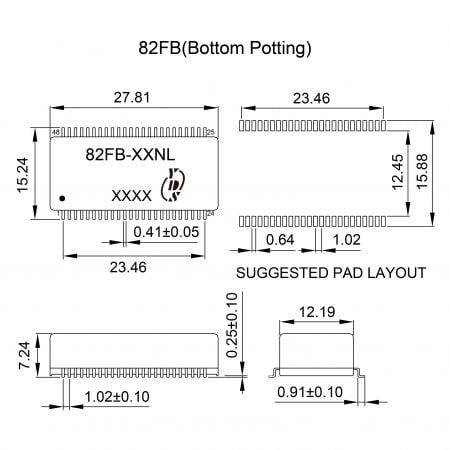 82FB Magnetic Module Mechanicals and Dimensions
