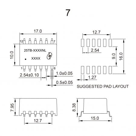 25TB Custom Magnetic Components Mechanicals and Dimensions