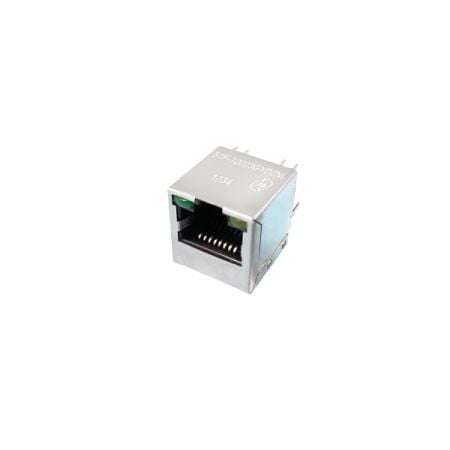Gigabit Vertical RJ45 Jack with Magnetics | 1000 Base-T | 180&deg; Tab Up | 1500Vrms - Single Port 1000 Base-T Vertical (180&deg;) RJ45 Jack with Magnetics