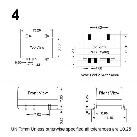 13DSC DC to DC Power Module Markings and Dimensions