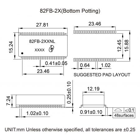 82FB-2X Series Mechanicals and Dimensions
