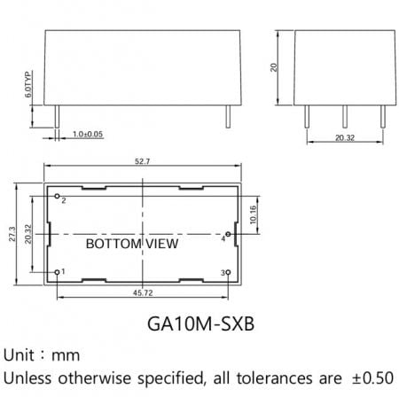 GA10M Medical power supply Markings and Dimensions