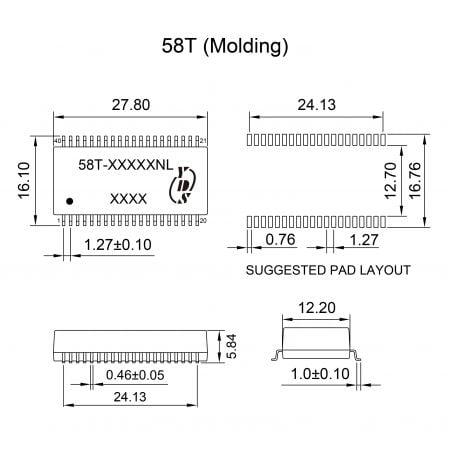 58T REACH Certified Signal Transformer Mechanicals and Dimensions