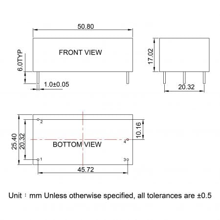 GA5M 60601-1 power supply Markings and Dimensions